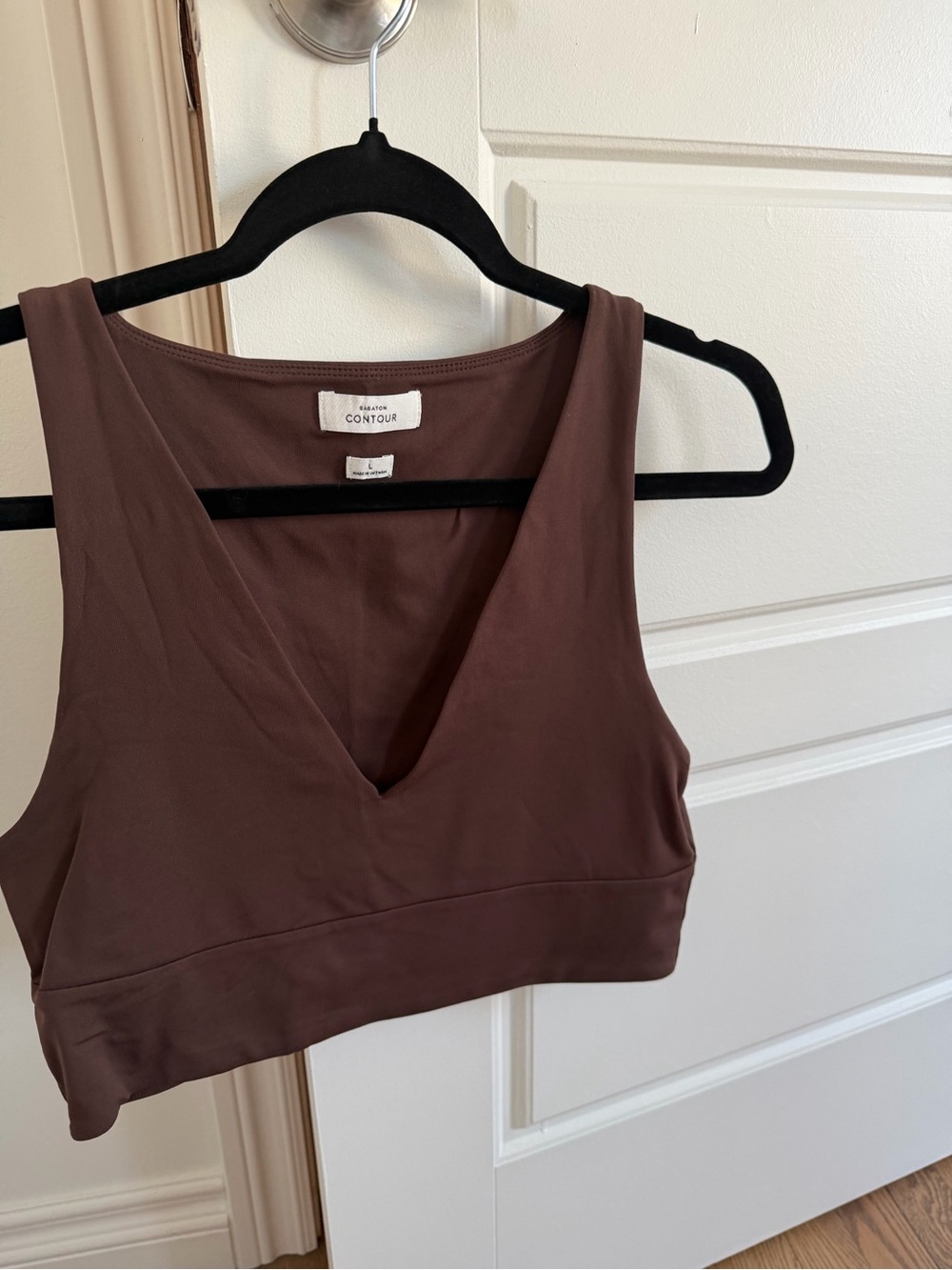 Babaton Chocolate Brown V-Neck Crop Cami